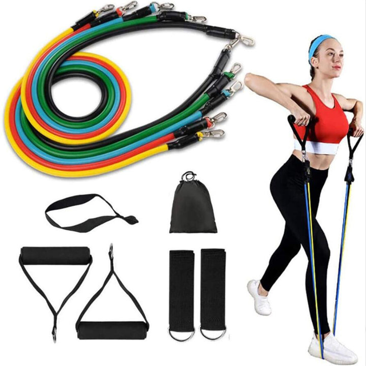 Premium 11pcs TPE Resistance Bands Set – Includes Door Anchor, Handles, Leg Ankle Straps, Carry Bag for Home Gym, Full Body 