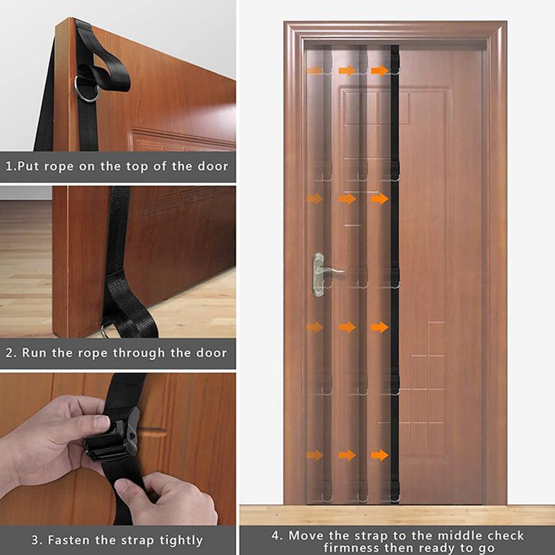 Premium Door Anchor Strap for Resistance Bands – Multi-Point Attachment with 5 Stainless Steel D-Rings, Adjustable Workout 