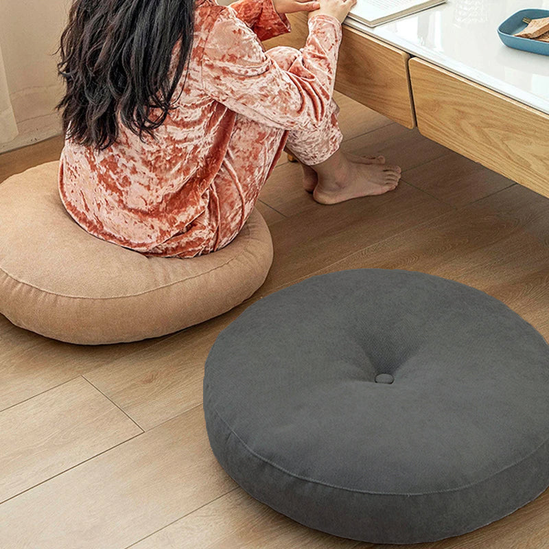 Premium Round Floor Seat Cushion – Soft Tatami Meditation & Yoga Pad – Breathable Cotton & Linen, Comfortable for Sitting